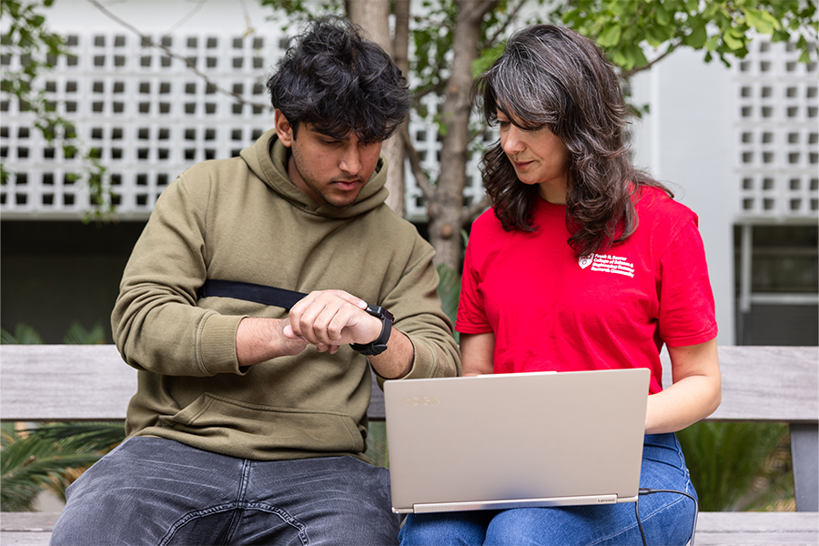 LMU computer science student with wearable device